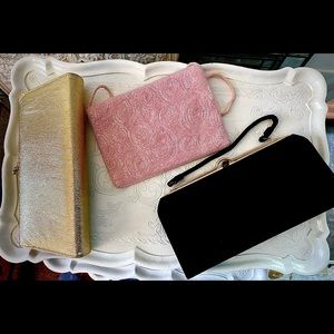 Three very different vintage clutch bags between 50-60 years old.